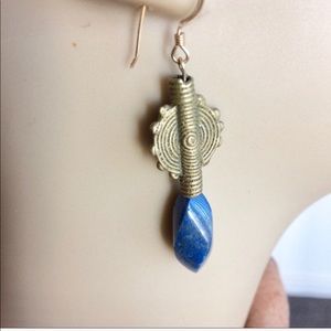 @wirequeen Jewelry - Lapis Lazuli Earrings African Brass Baolayue @wirequeen Jewelry - Lapis Lazuli Earrings African Brass Baolayue